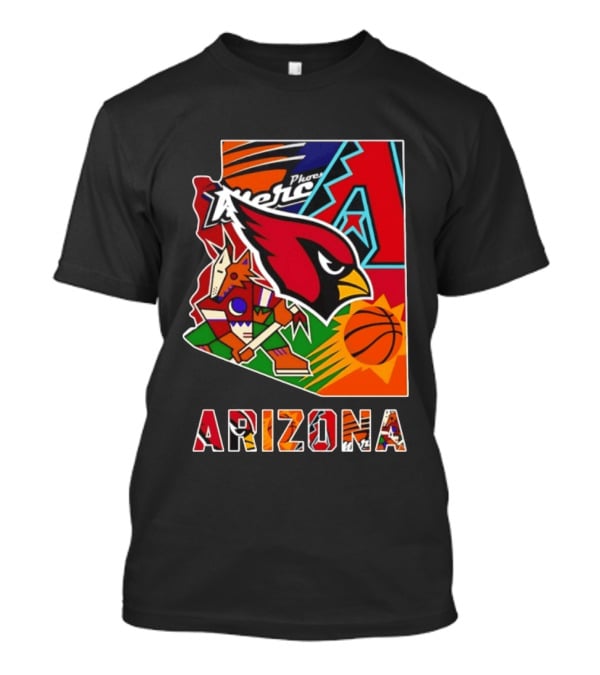 Arizona Cardinals Diamondbacks Suns Mercury Coyotes Sports Teams Map 2026 T-Shirt