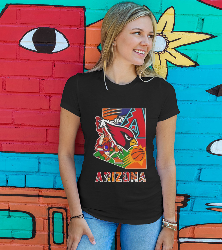 Arizona Cardinals Diamondbacks Suns Mercury Coyotes Sports Teams Map 2026 T-Shirt