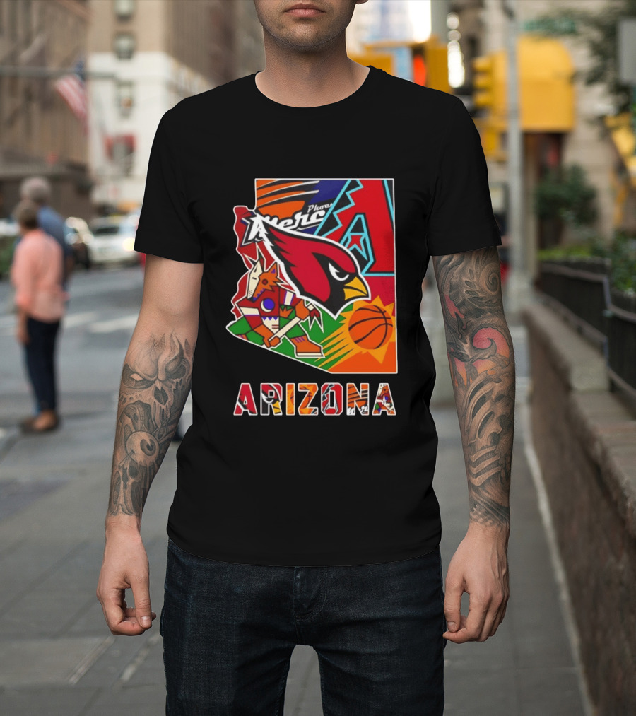 Arizona Cardinals Diamondbacks Suns Mercury Coyotes Sports Teams Map 2026 T-Shirt