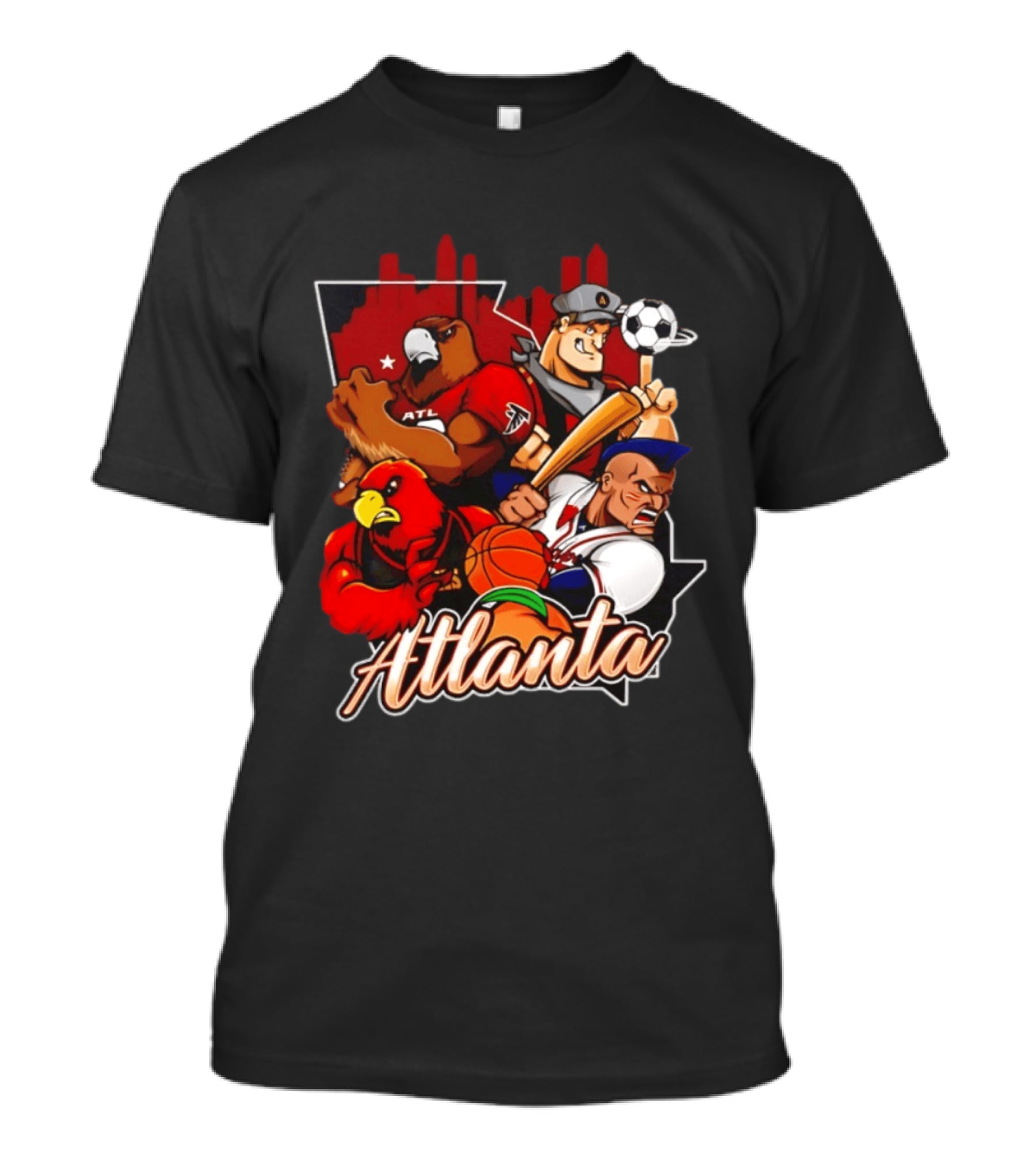 Atlanta Falcons Hawks Braves United Georgia Sports Teams Characters T-Shirt