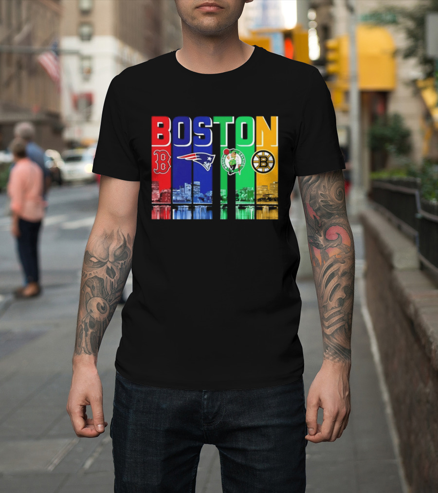 Boston Red Sox Patriots Celtics Bruins Skyline T-Shirt