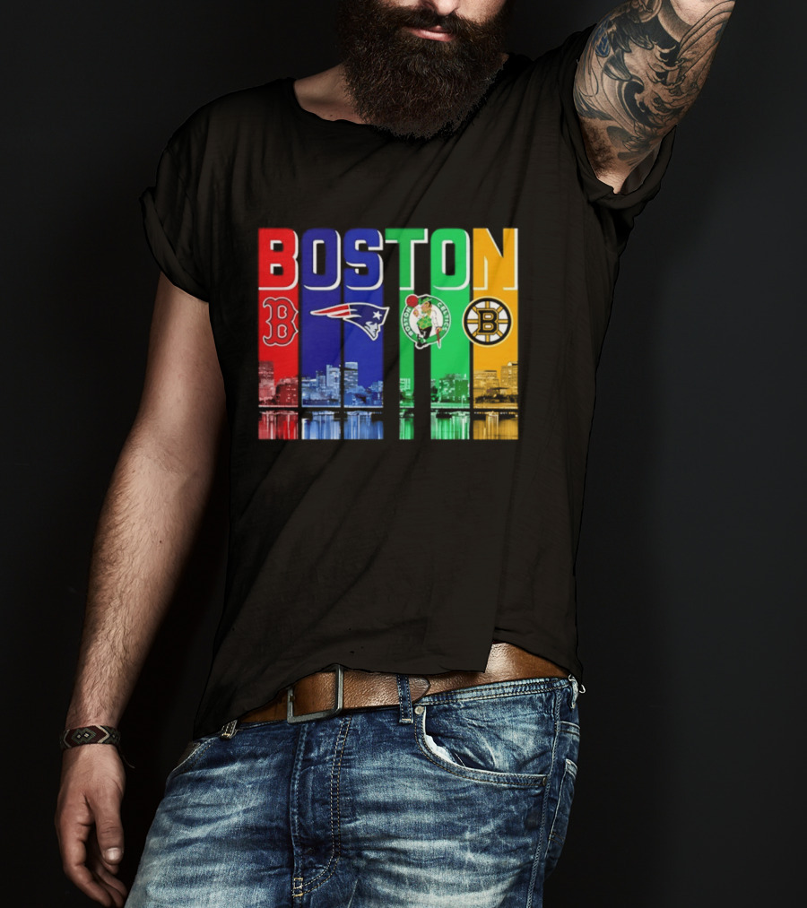 Boston Red Sox Patriots Celtics Bruins Skyline T-Shirt