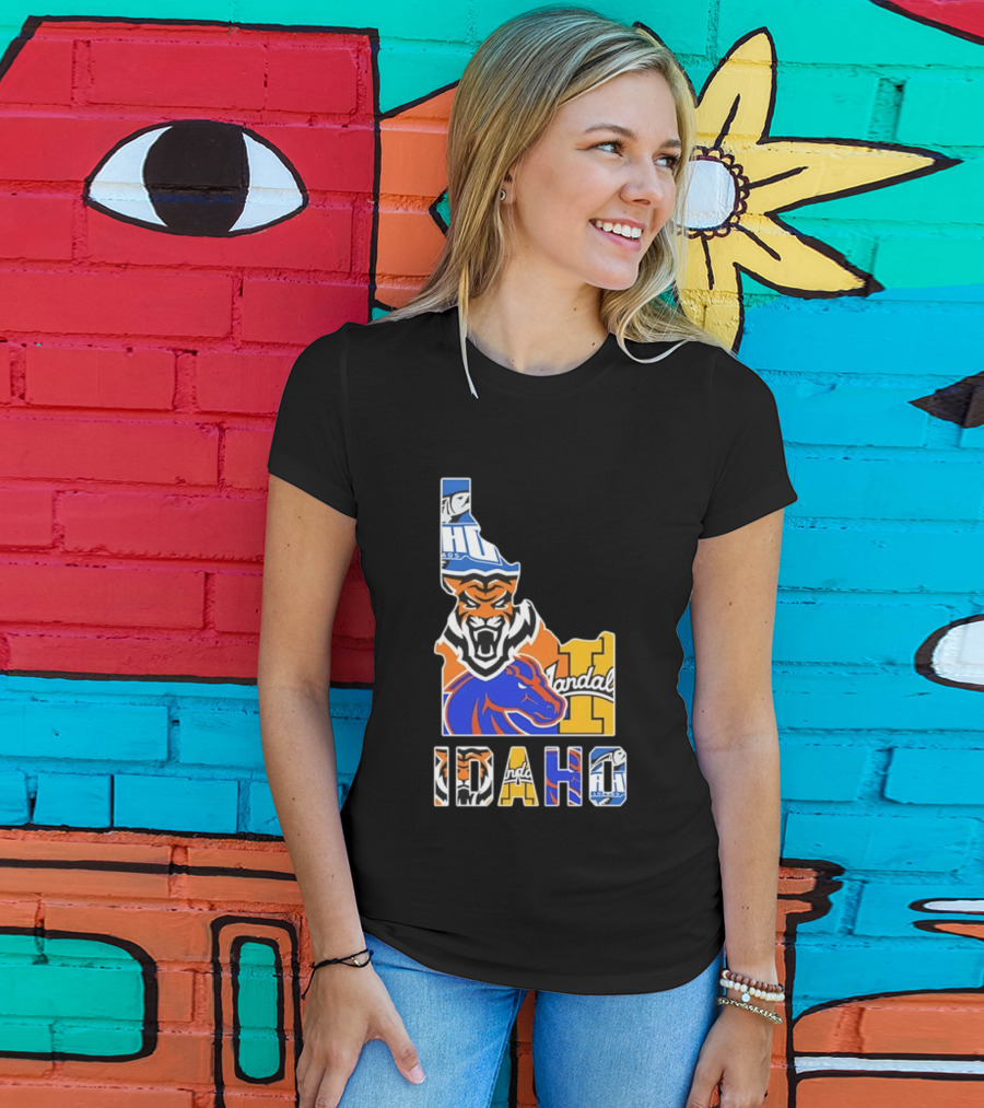 Idaho State Bengals Boise State Broncos Vandals Map Collage 2026 T-Shirt