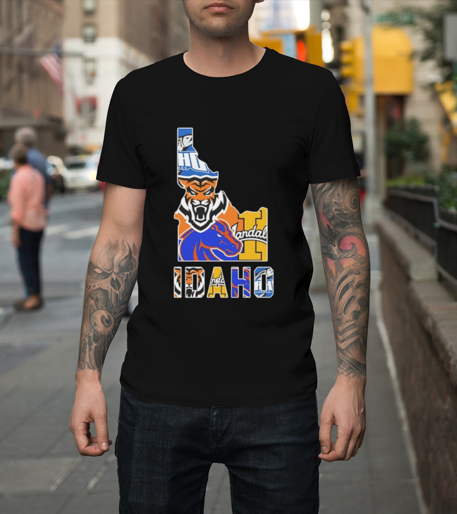 Idaho State Bengals Boise State Broncos Vandals Map Collage 2026 T-Shirt