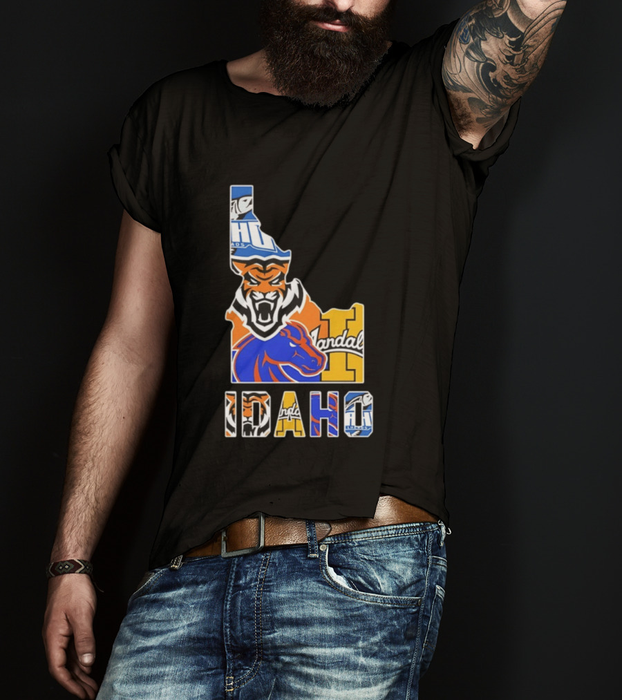 Idaho State Bengals Boise State Broncos Vandals Map Collage 2026 T-Shirt