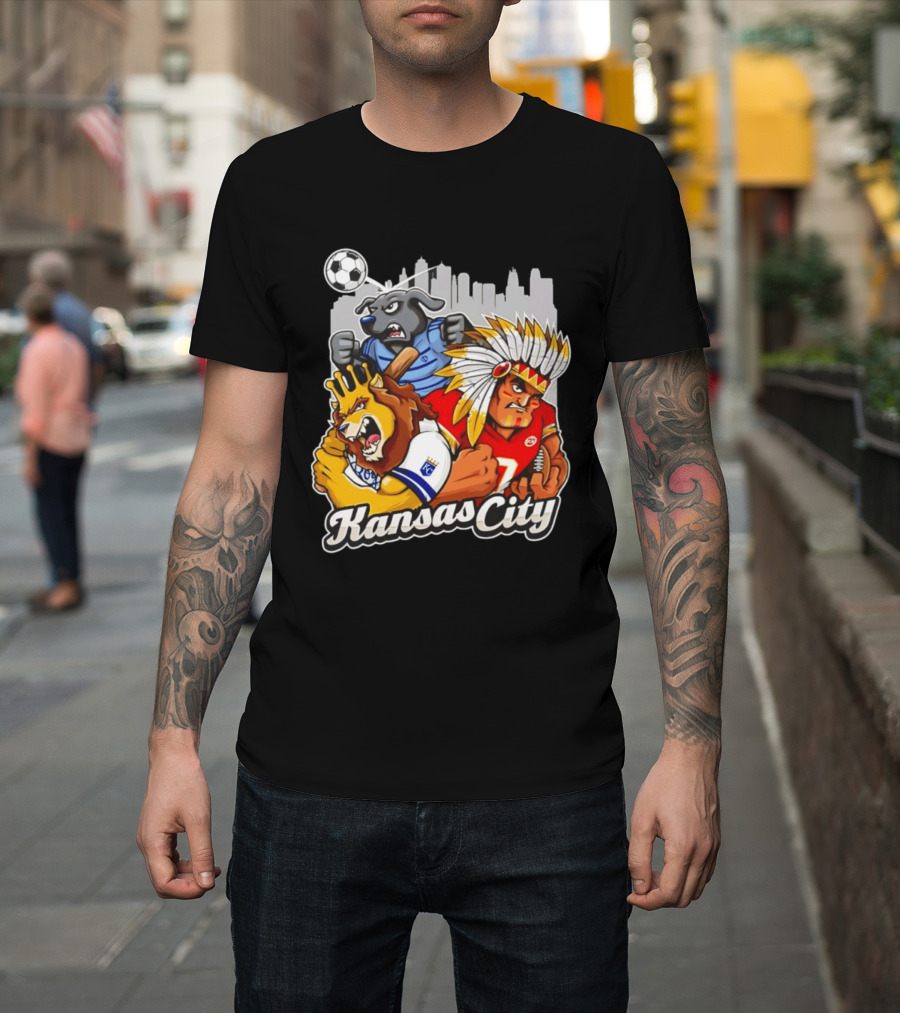Kansas City Chiefs Royals Sporting KC Cityscape Sports Mashup T-Shirt