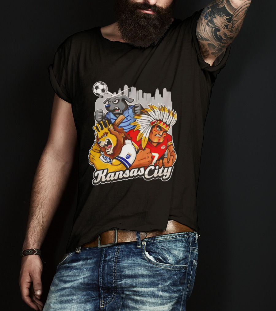 Kansas City Chiefs Royals Sporting KC Cityscape Sports Mashup T-Shirt