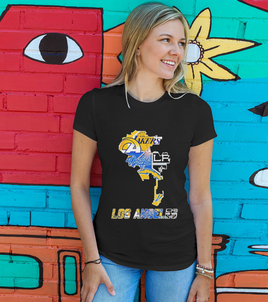 Los Angeles Lakers Dodgers Rams Chargers Kings Map Season 2026 T-Shirt
