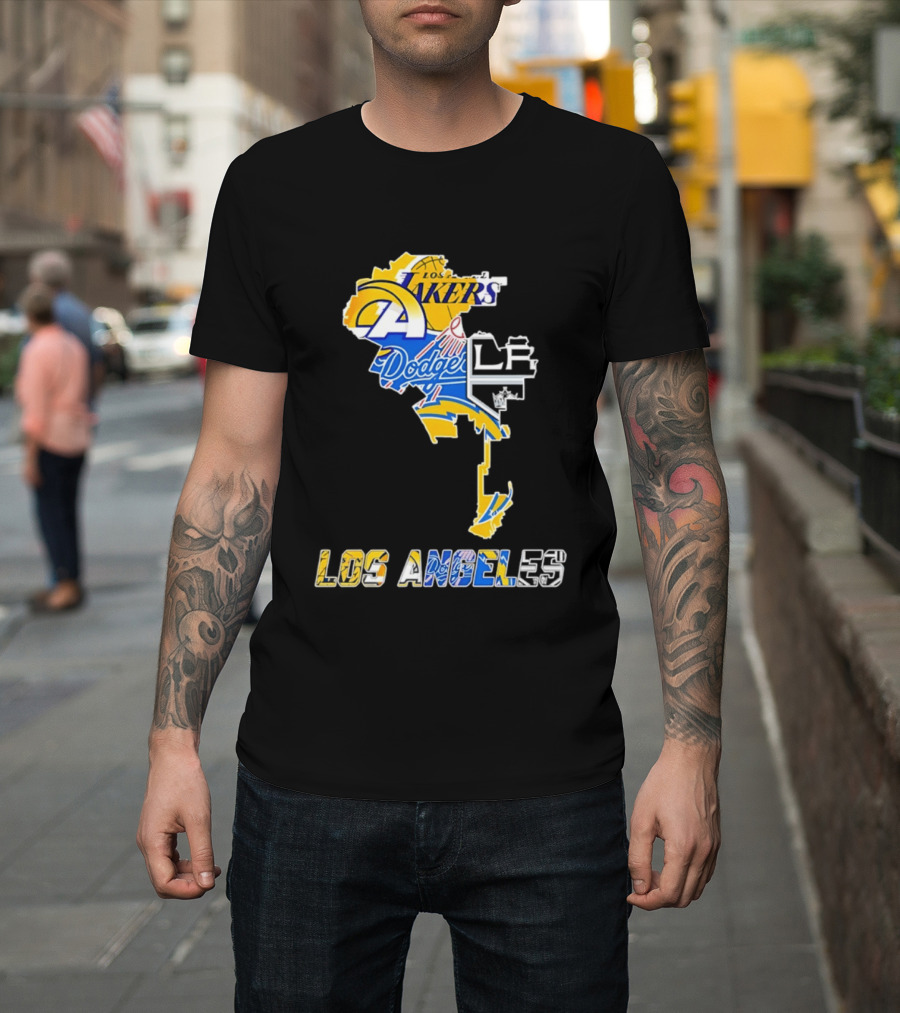 Los Angeles Lakers Dodgers Rams Chargers Kings Map Season 2026 T-Shirt