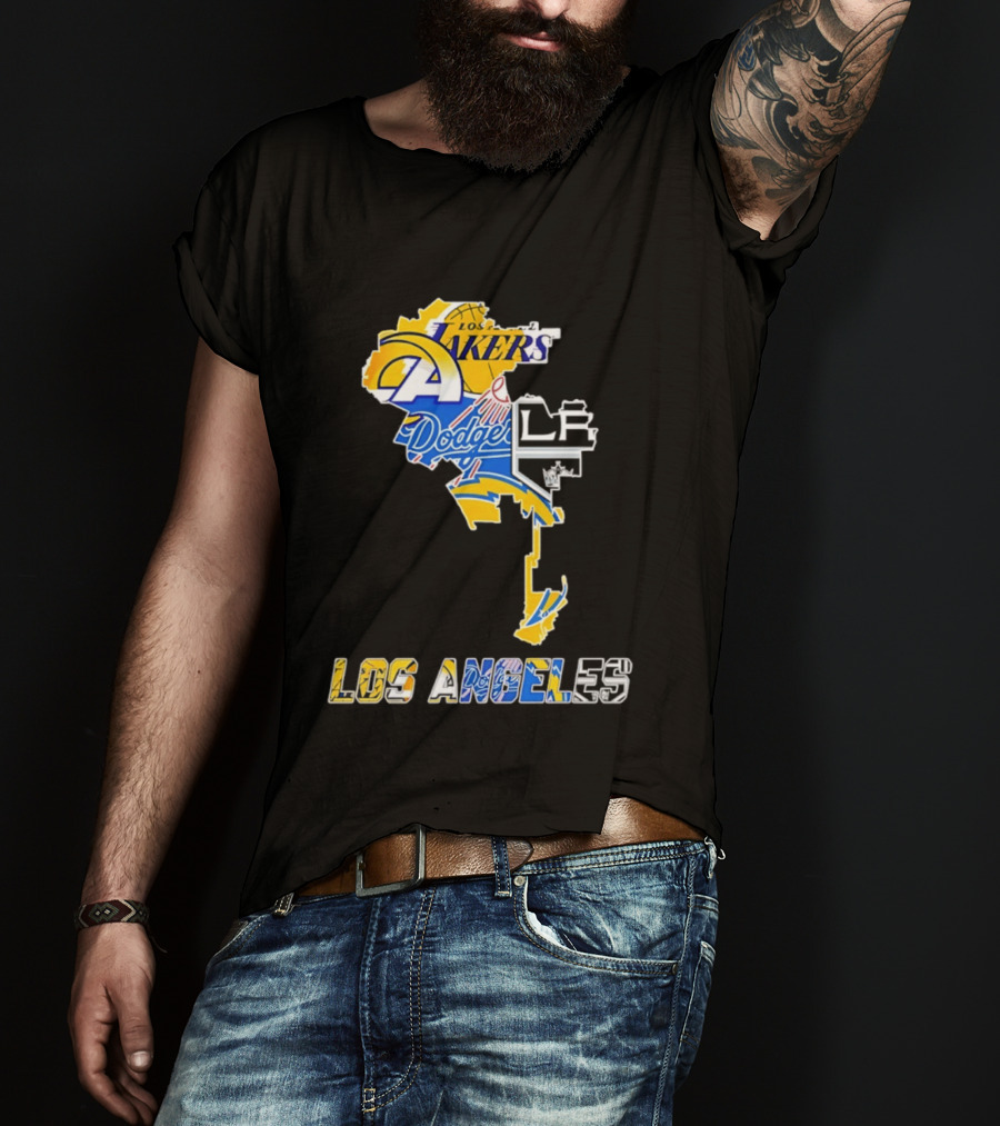 Los Angeles Lakers Dodgers Rams Chargers Kings Map Season 2026 T-Shirt