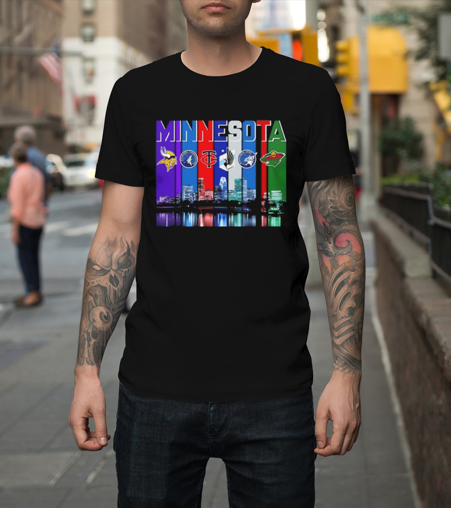 Minnesota Vikings Timberwolves Twins Lynx Wild Skyline 2026 T-Shirt