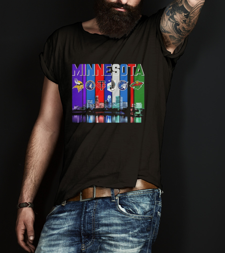 Minnesota Vikings Timberwolves Twins Lynx Wild Skyline 2026 T-Shirt