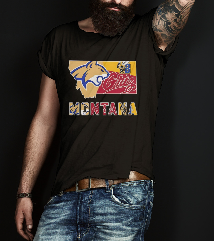 Montana Bobcats Griz 2026 College Football Map T-Shirt