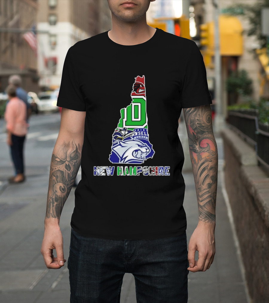 New Hampshire State Map Saint Anselm Hawks Wildcats Dartmouth Big Green 2026 T-Shirt