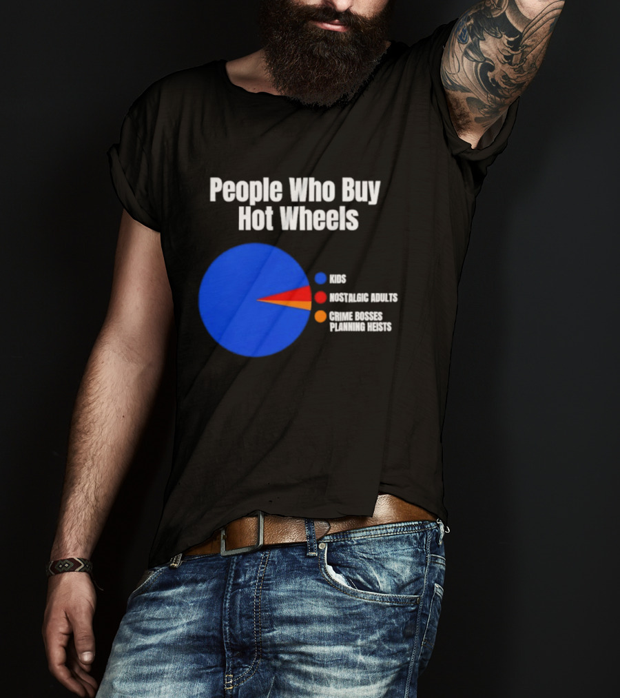 People Who Buy Hot Wheels Nostalgic Adults Crime Bosses Planning Heists Pie Chart T-Shirt