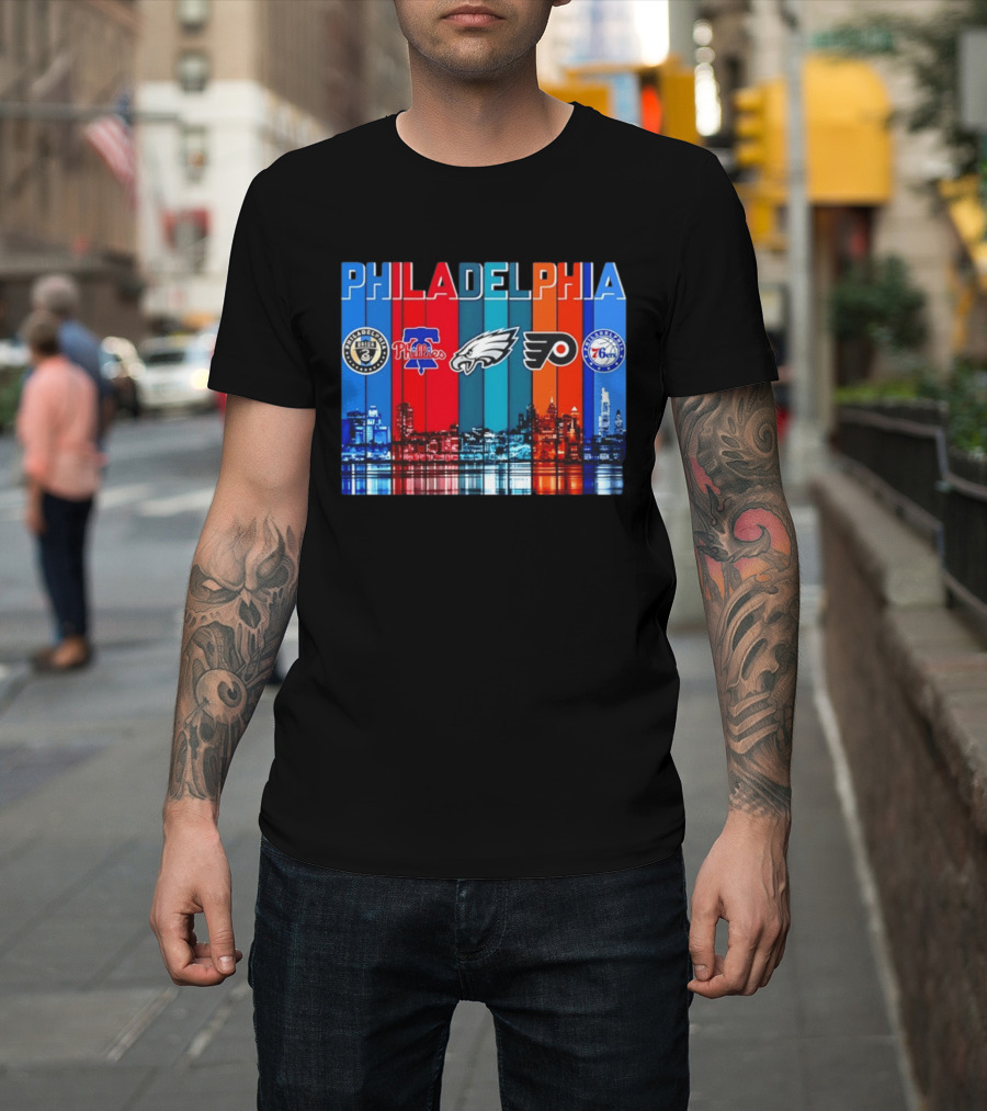 Philadelphia Union Phillies Eagles Flyers 76ers Skyline 2026 T-Shirt