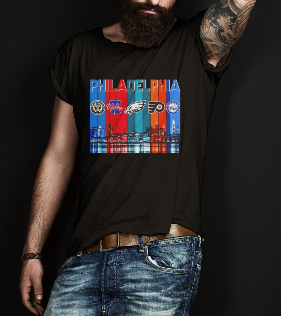 Philadelphia Union Phillies Eagles Flyers 76ers Skyline 2026 T-Shirt