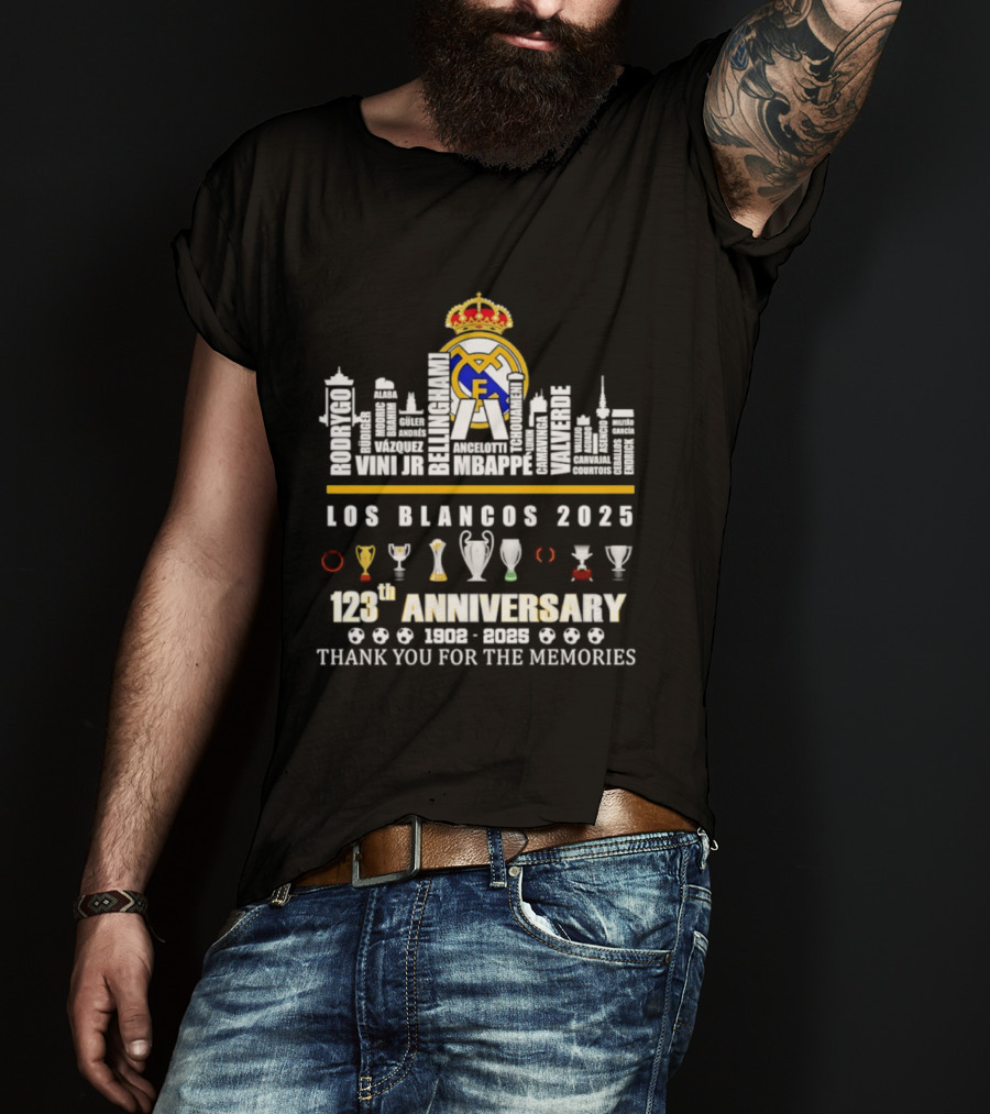 Real Madrid Los Blancos 2025 123th Anniversary 1902 2025 Thank You For The Memories T-Shirt