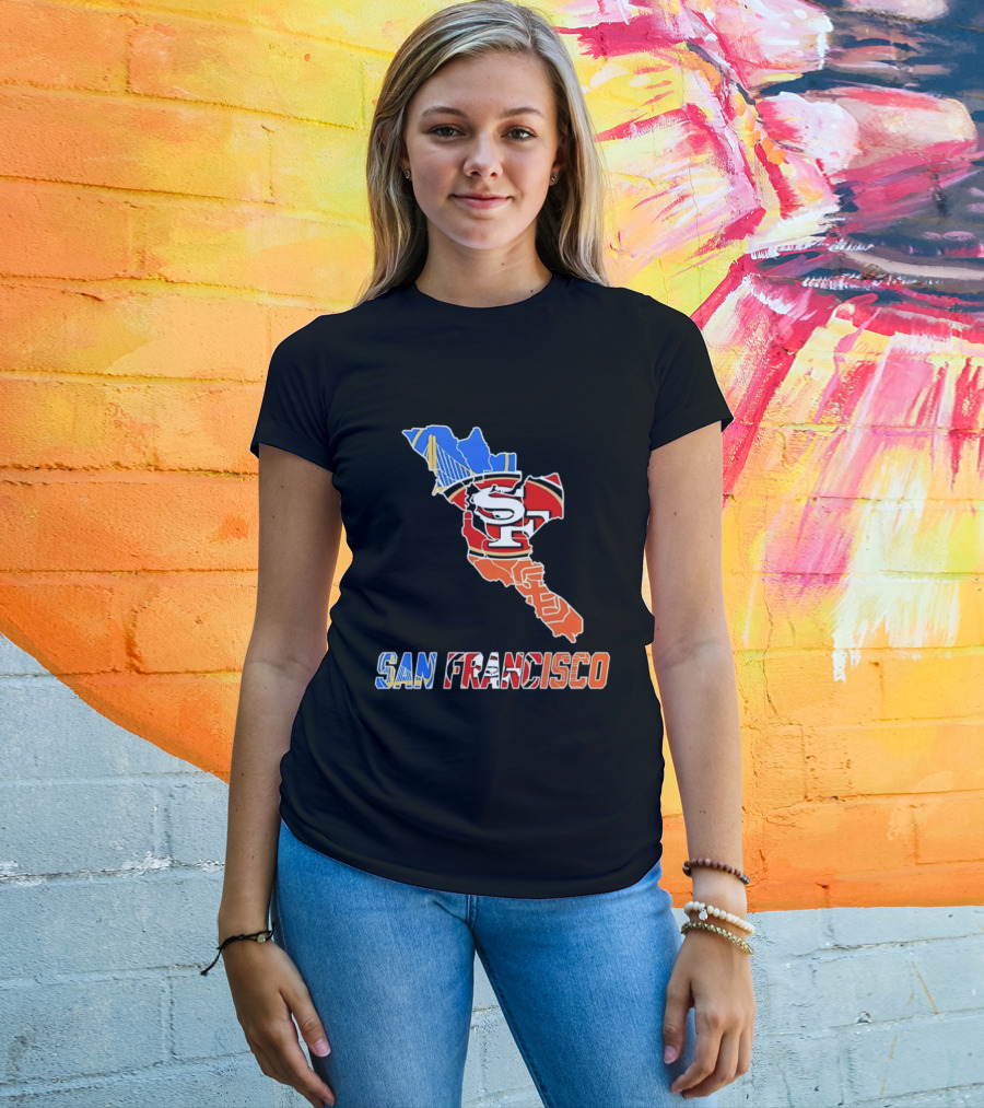 San Francisco State Map Golden State Warriors 49ers 2026 T-Shirt