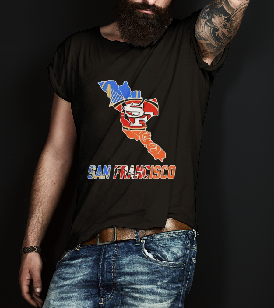 San Francisco State Map Golden State Warriors 49ers 2026 T-Shirt