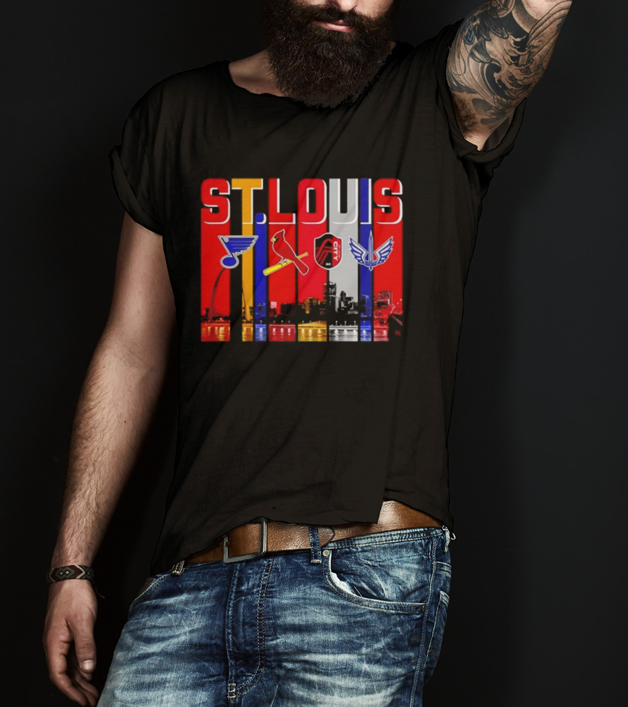 St Louis City Blues Cardinals BattleHawks Skyline Season 2026 T-Shirt