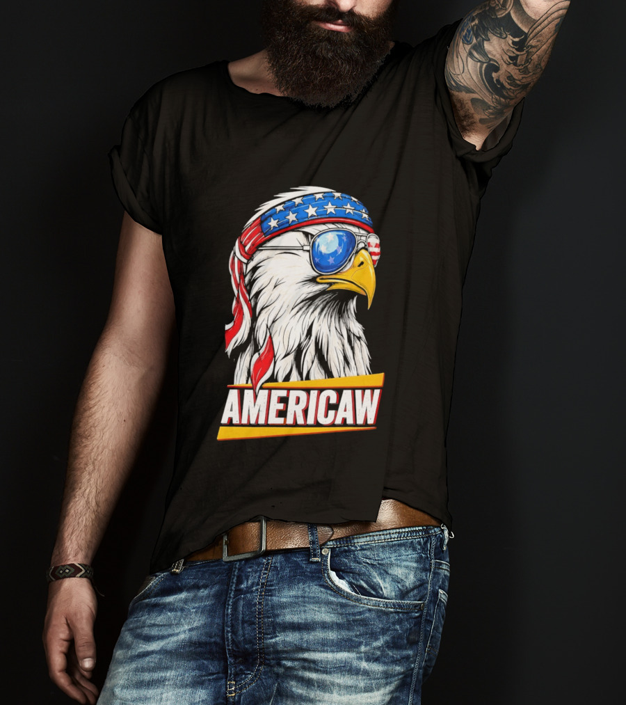 Bald Eagle Americaw Bandana American Flag USA T-Shirt