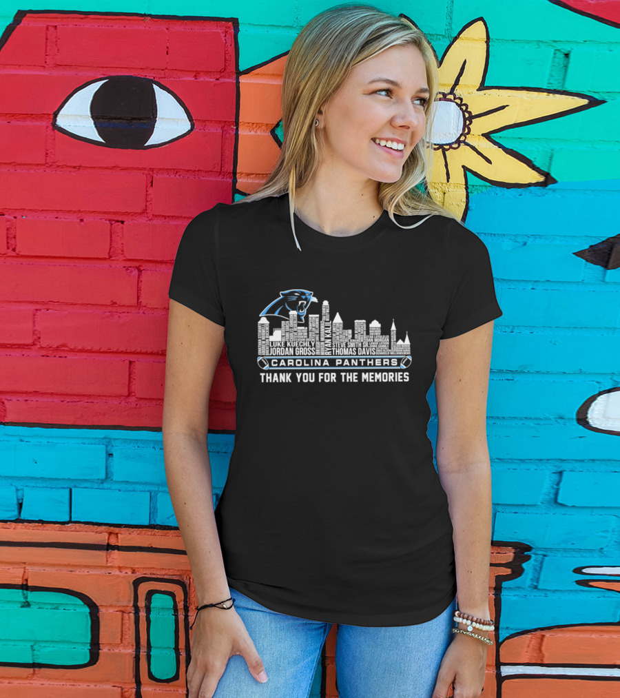 Carolina Panthers City Skyline Player Names Thank You For The Memories T-Shirt