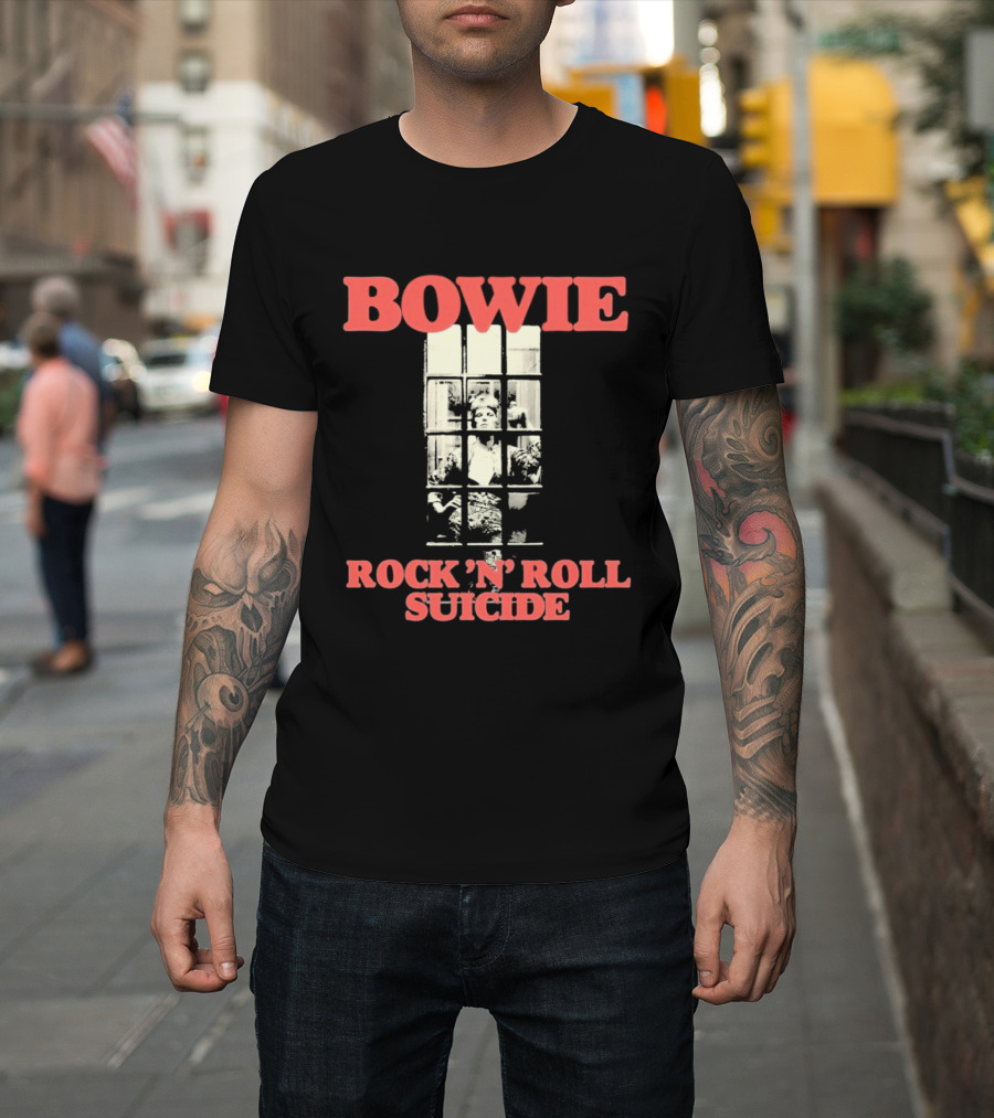 Bowie Rock N Roll Suicide Vintage Block T-Shirt