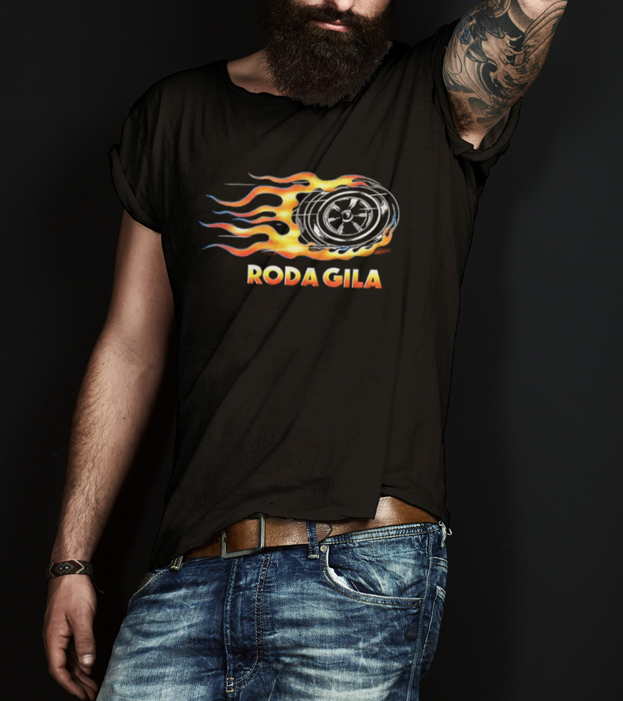 Roda Gila Kelompok Penerbang Roket Motorbike Flame Wheel Graphic 2 Sided T-Shirt