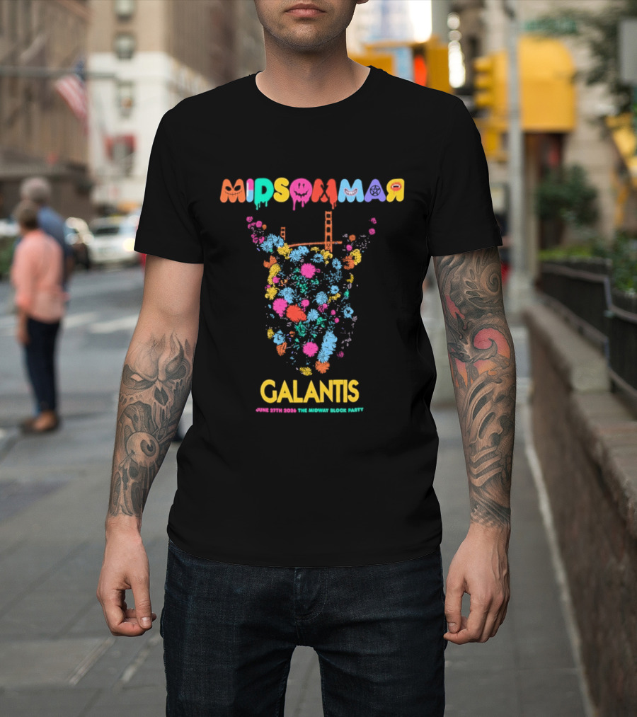Midsommar Galantis Midway Block Party 2026 Vibrant Paint Explosion T-Shirt