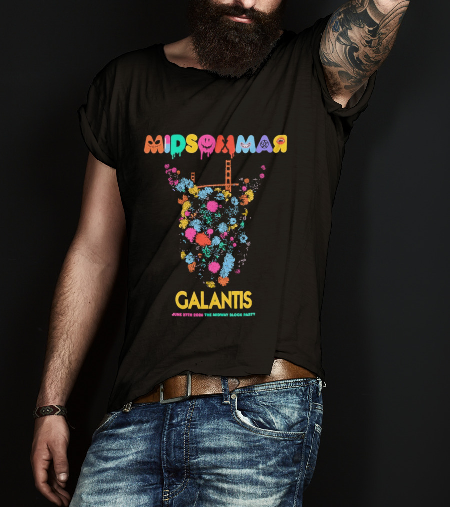 Midsommar Galantis Midway Block Party 2026 Vibrant Paint Explosion T-Shirt