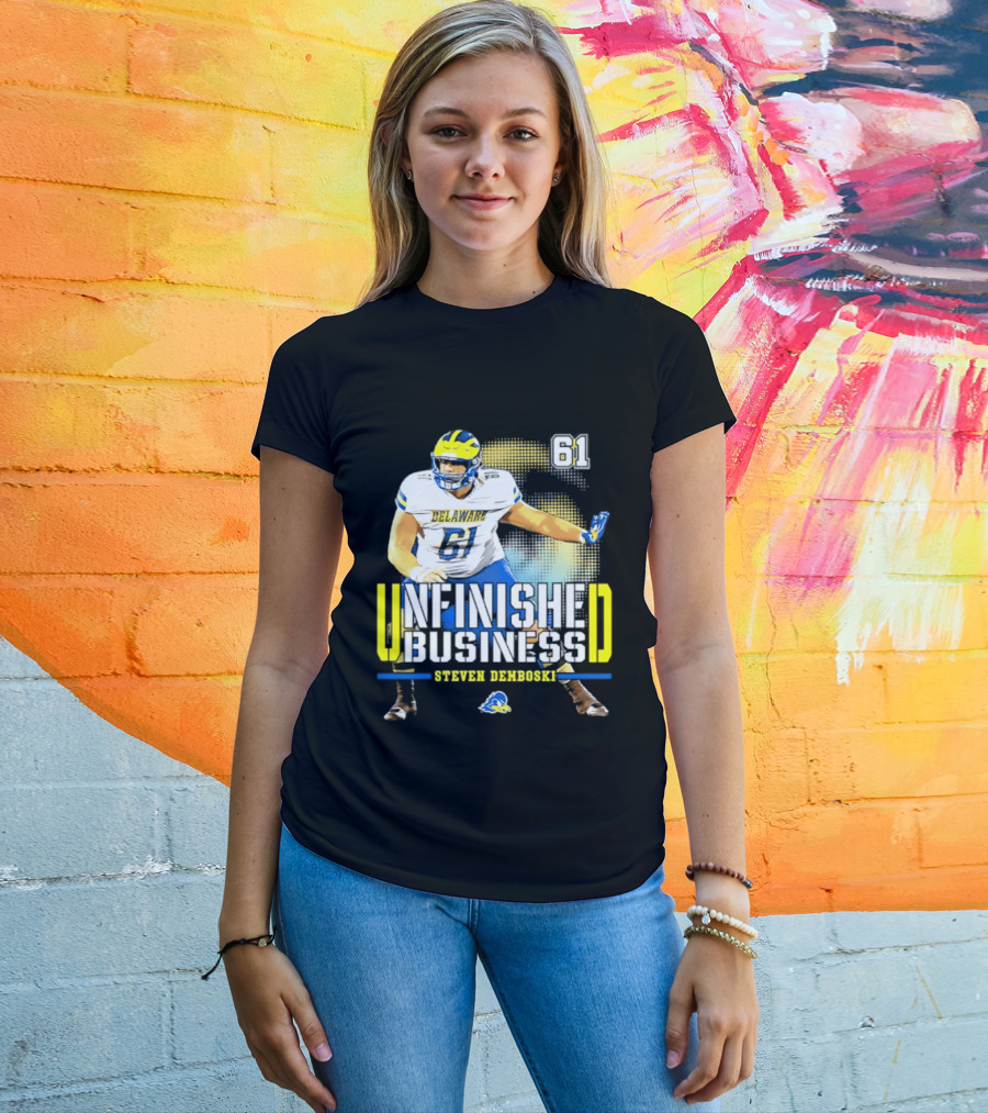 Steven Demboski 61 Delaware Unfinished Business NCAA Football T-Shirt