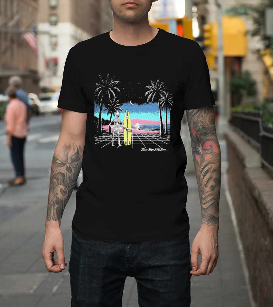 Imagine Dragons There's Magic In My Bones Retro Tropical Surf Scene Palms Sunset Ocean Beach Moon Surfer T-Shirt