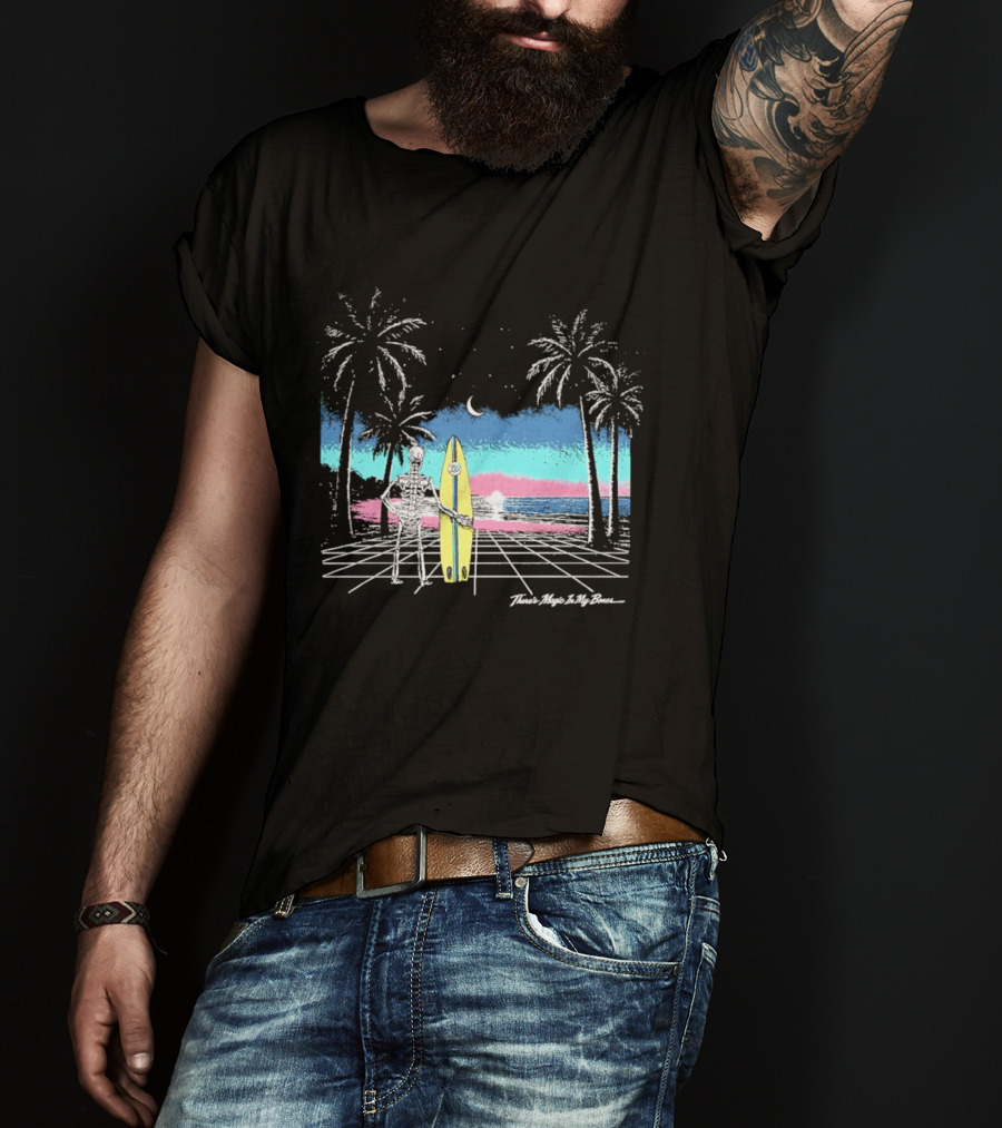 Imagine Dragons There's Magic In My Bones Retro Tropical Surf Scene Palms Sunset Ocean Beach Moon Surfer T-Shirt