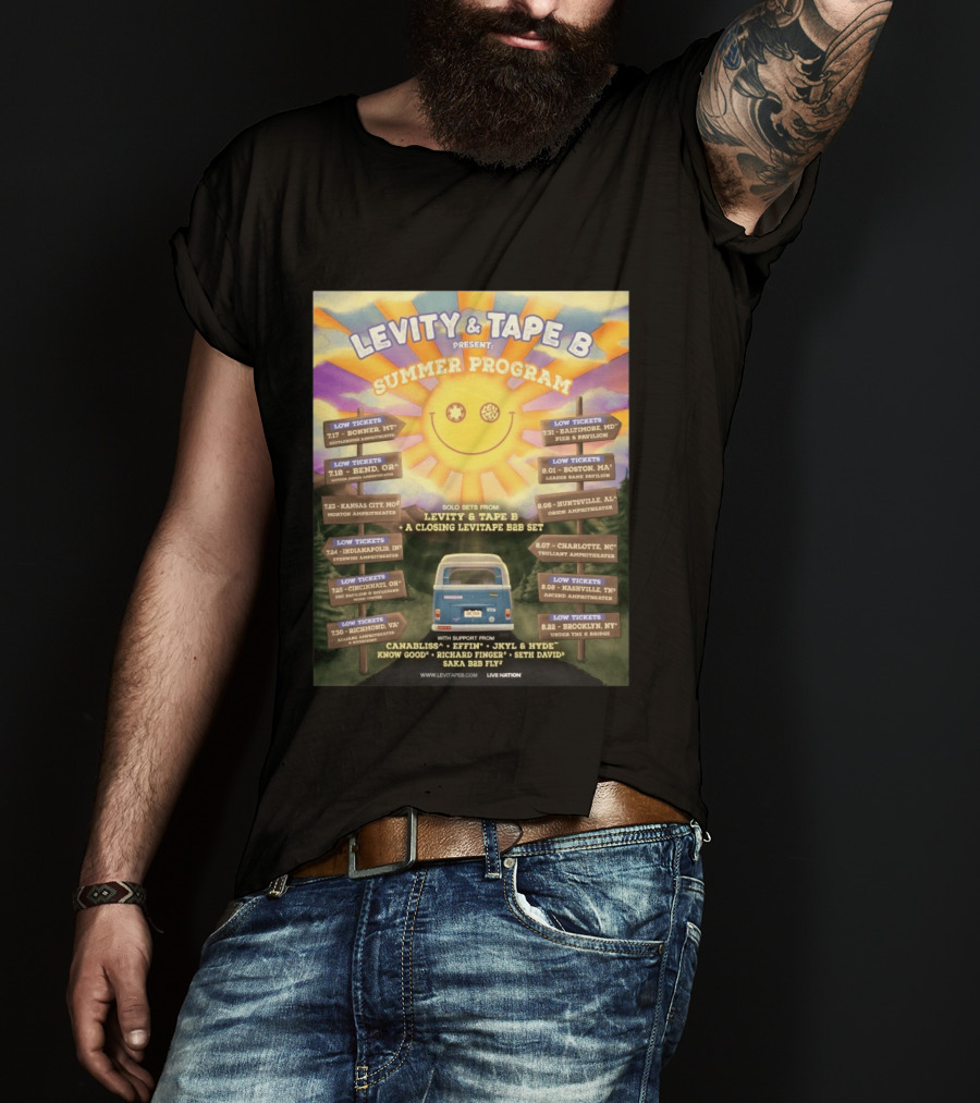 Levity & Tape B Summer Program 2026 Tour Dates Featuring Levitate B2B Set With Canabliss Effin Jkyl & Hyde T-Shirt