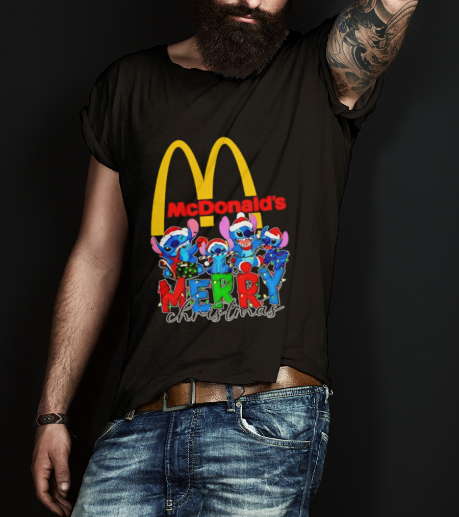McDonald's Stitch Merry Christmas 2025 T-Shirt