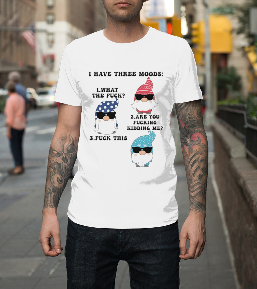 I Have Three Moods What The Fuck Are You Fucking Kidding Me Fuck This Gnome T-Shirt