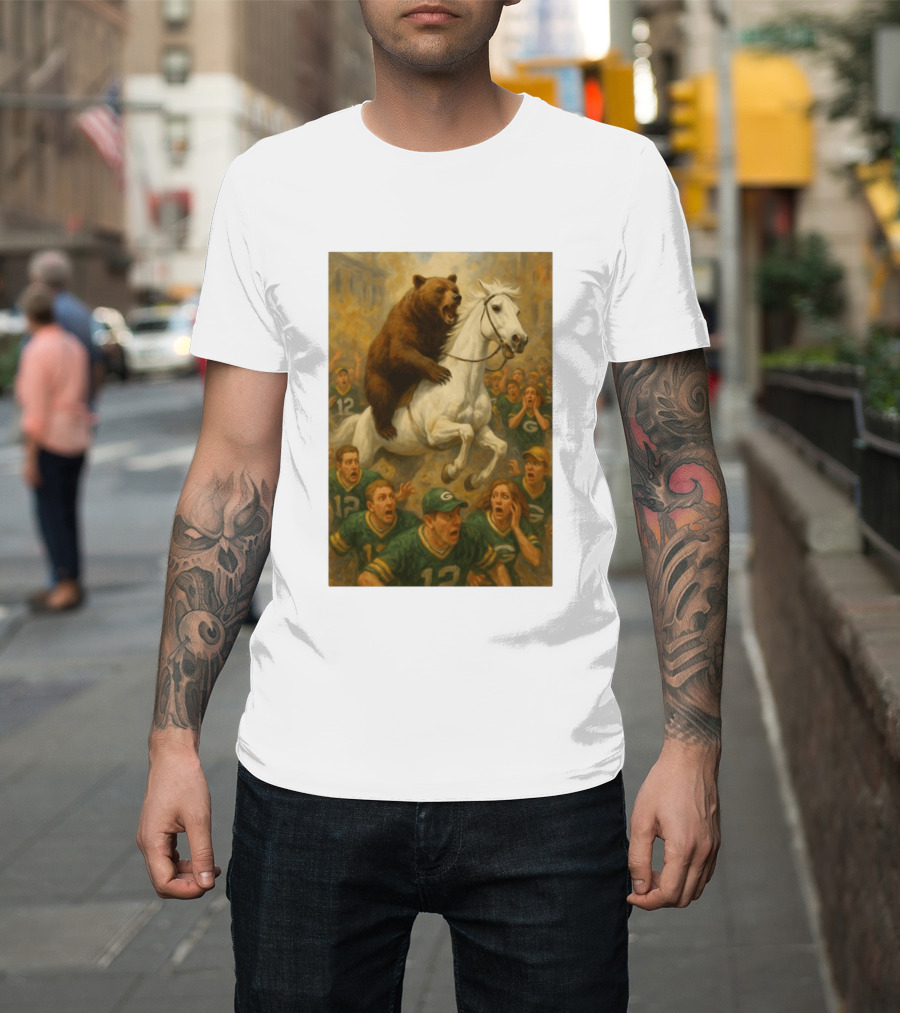 Bear Riding Horse Surprising Green Bay Packers Fans NFL Humor T-Shirt