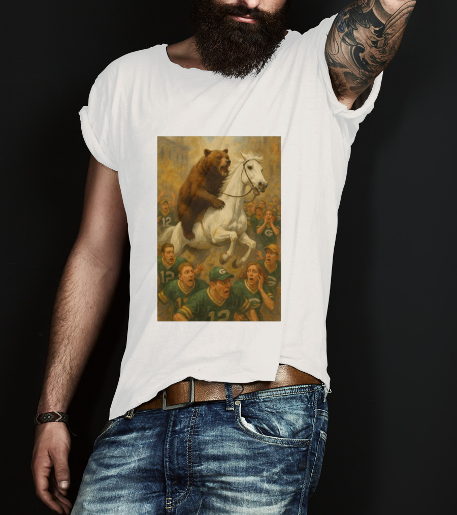 Bear Riding Horse Surprising Green Bay Packers Fans NFL Humor T-Shirt