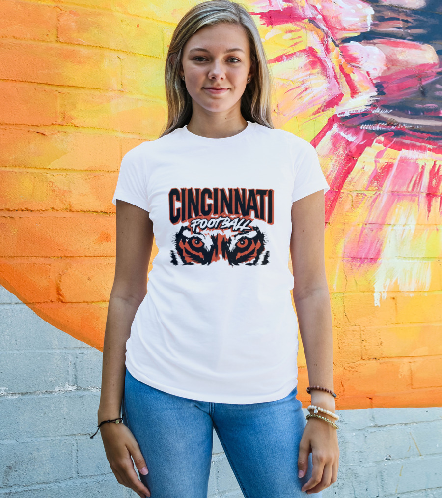 Cincinnati Football Tiger Eyes Grunge T-Shirt