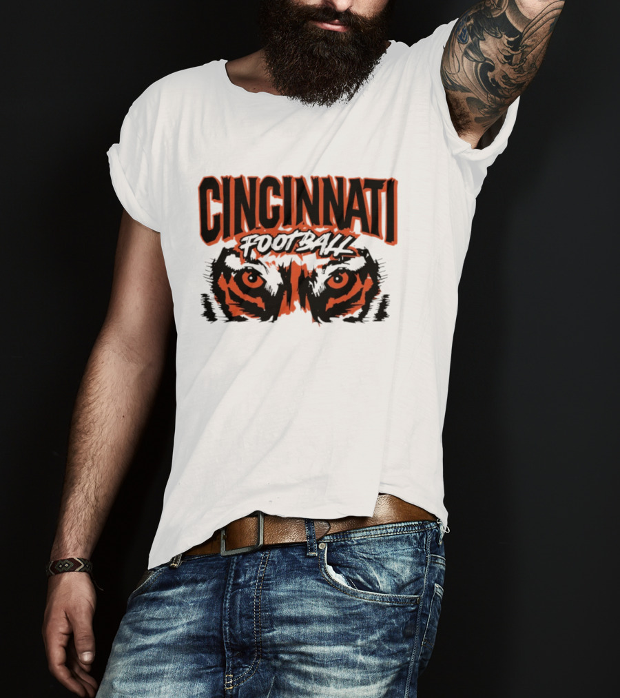 Cincinnati Football Tiger Eyes Grunge T-Shirt