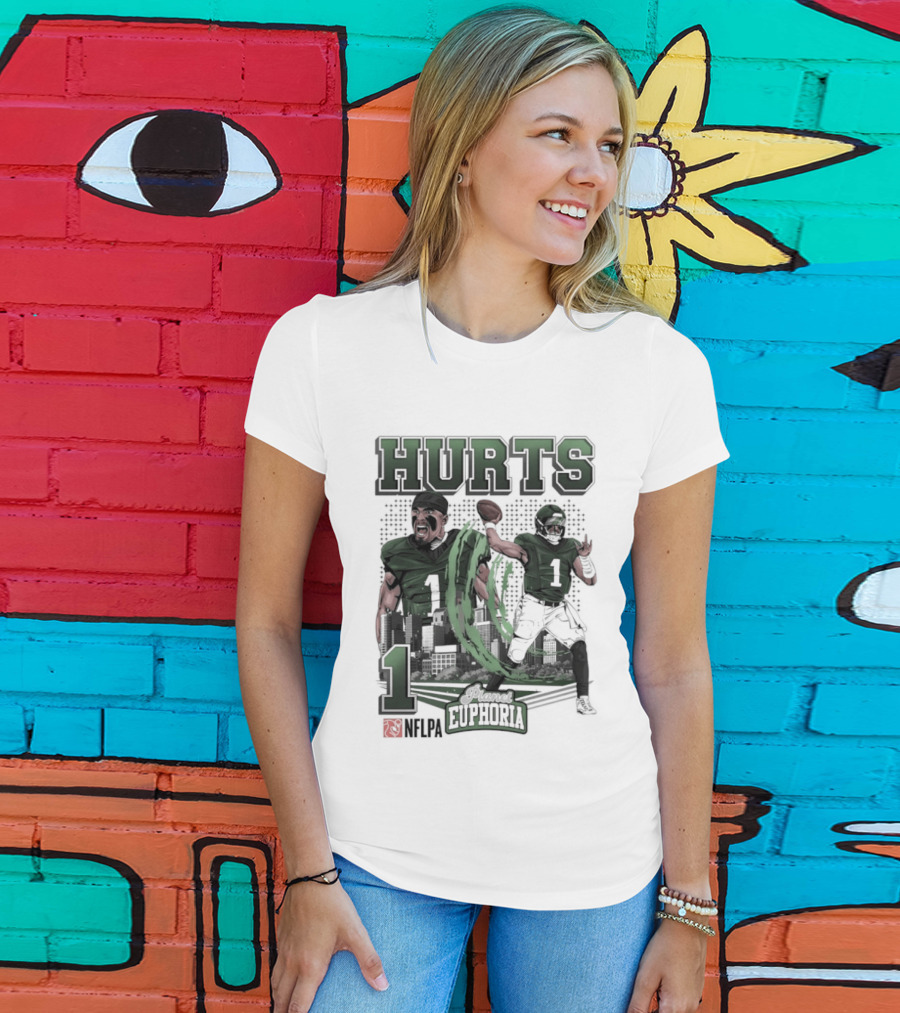 Jalen Hurts 1 Euphoria Philadelphia Eagles Player Collage T-Shirt