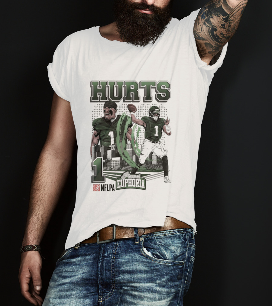 Jalen Hurts 1 Euphoria Philadelphia Eagles Player Collage T-Shirt