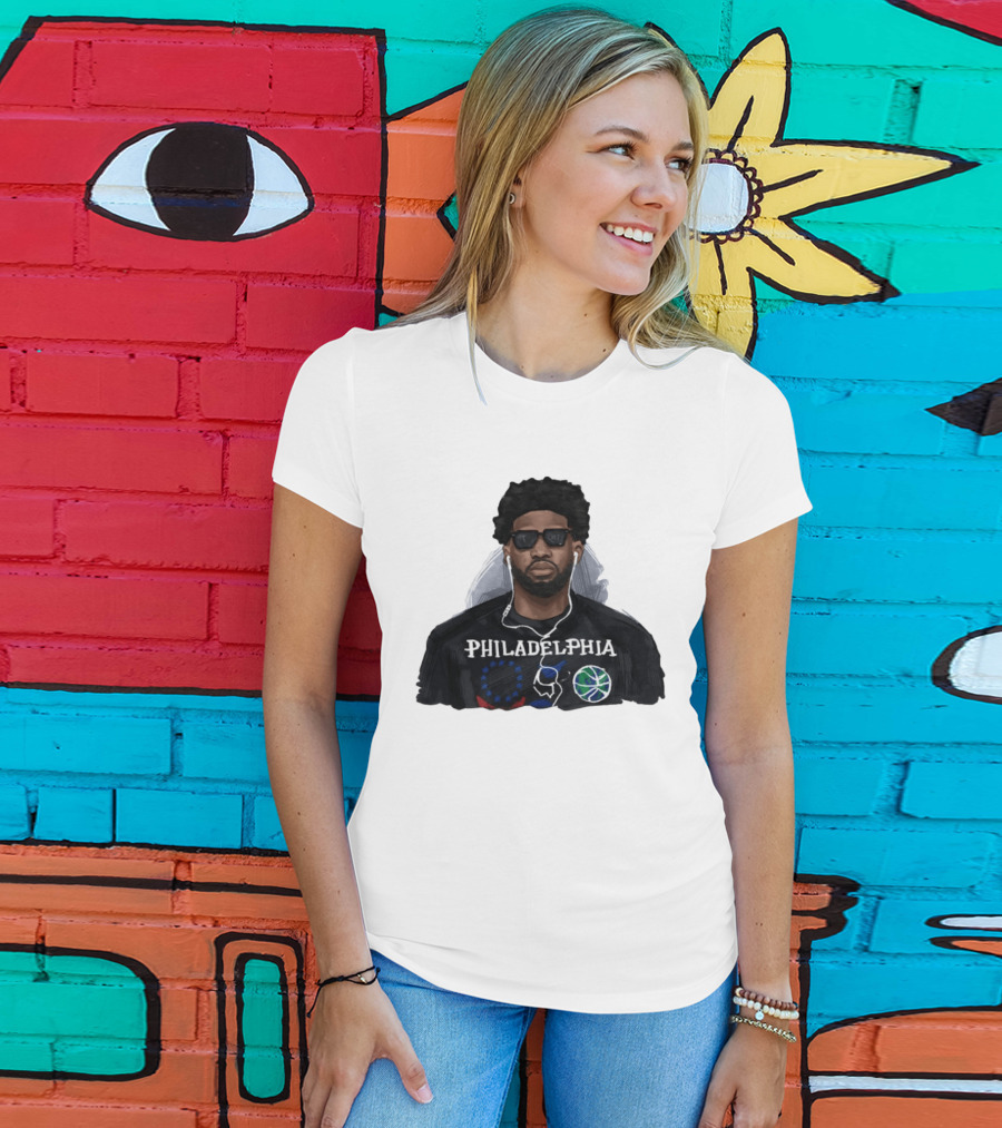 Philadelphia Joel Embiid Wired Earphones Basketball 76ers T-Shirt