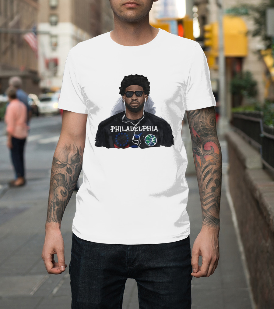 Philadelphia Joel Embiid Wired Earphones Basketball 76ers T-Shirt