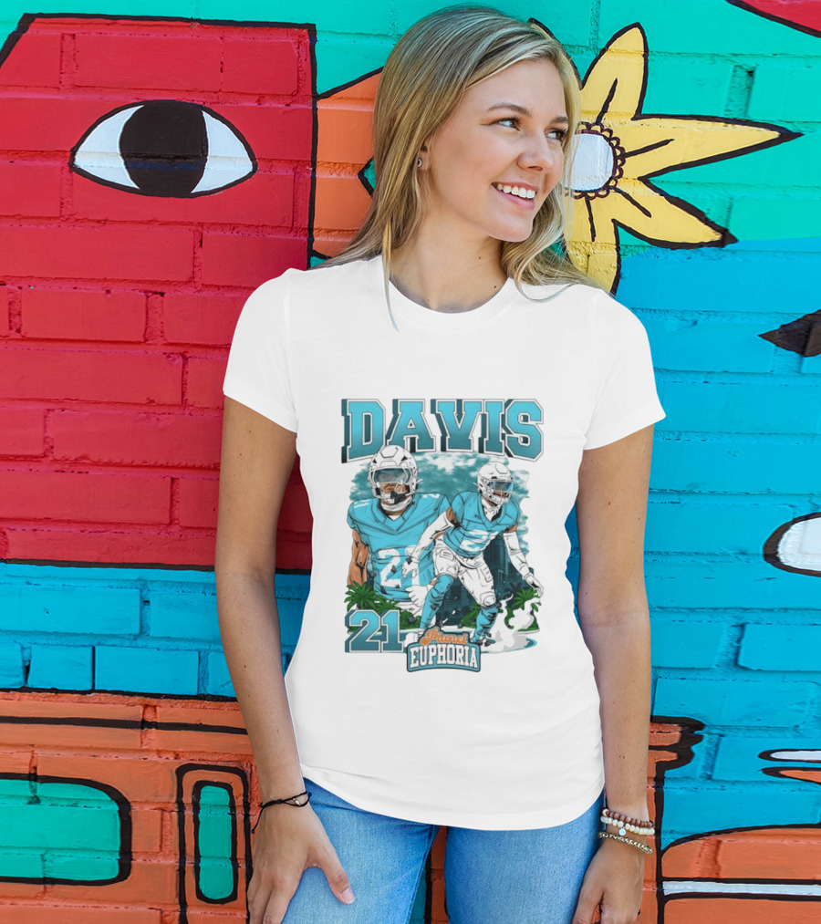 Davis 21 Planet Euphoria Football Player Miami Dolphins T-Shirt