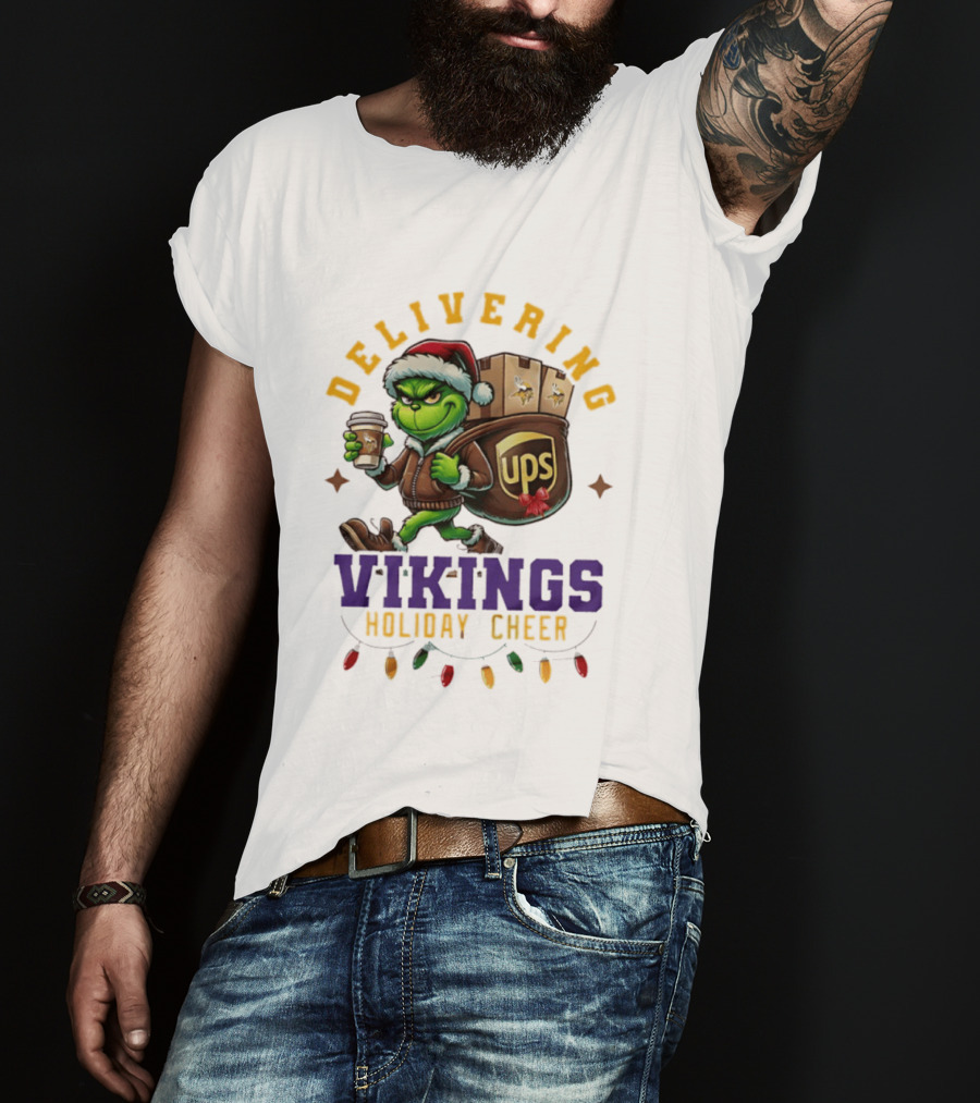 Delivering Vikings Holiday Cheer Grinch UPS Christmas T-Shirt