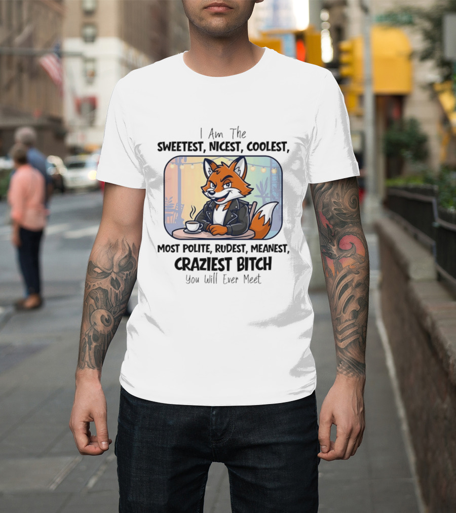 I Am The Sweetest Nicest Coolest Most Polite Rudest Meanest Craziest Bitch You Will Ever Meet Fox Coffee T-Shirt