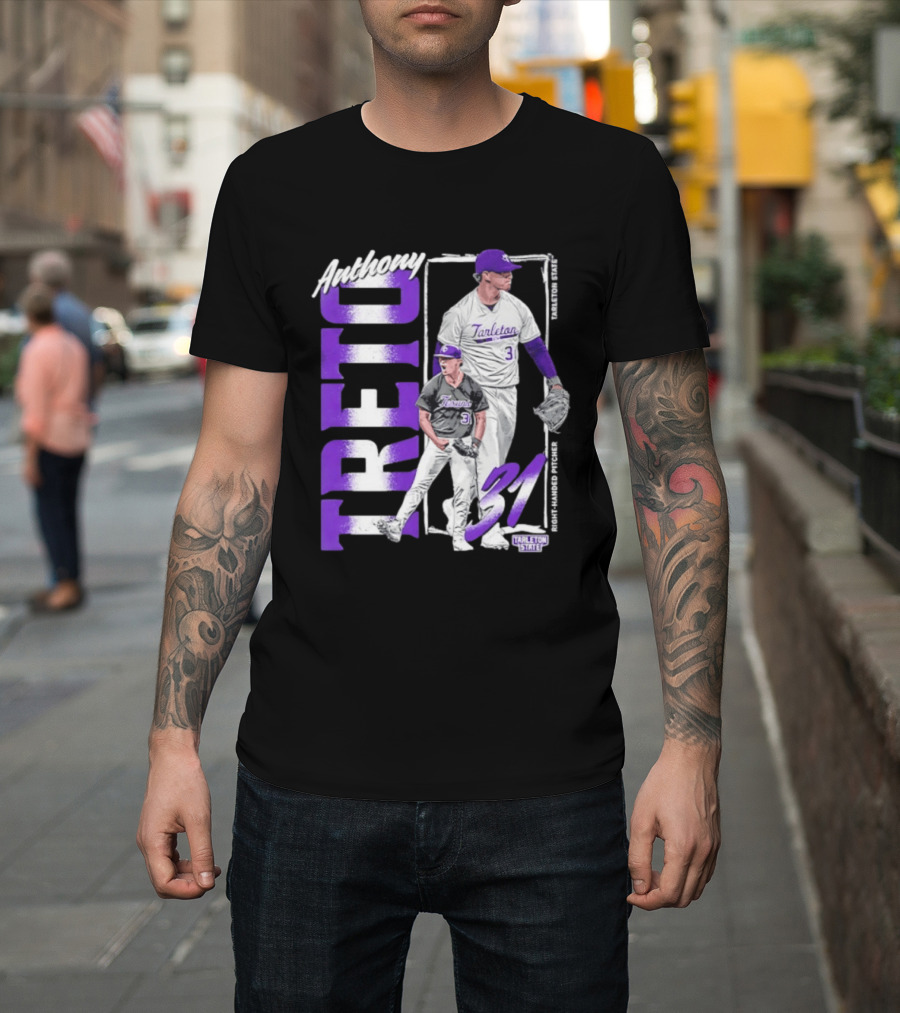 Anthony Treto 31 Tarleton State Baseball Pitcher T-Shirt