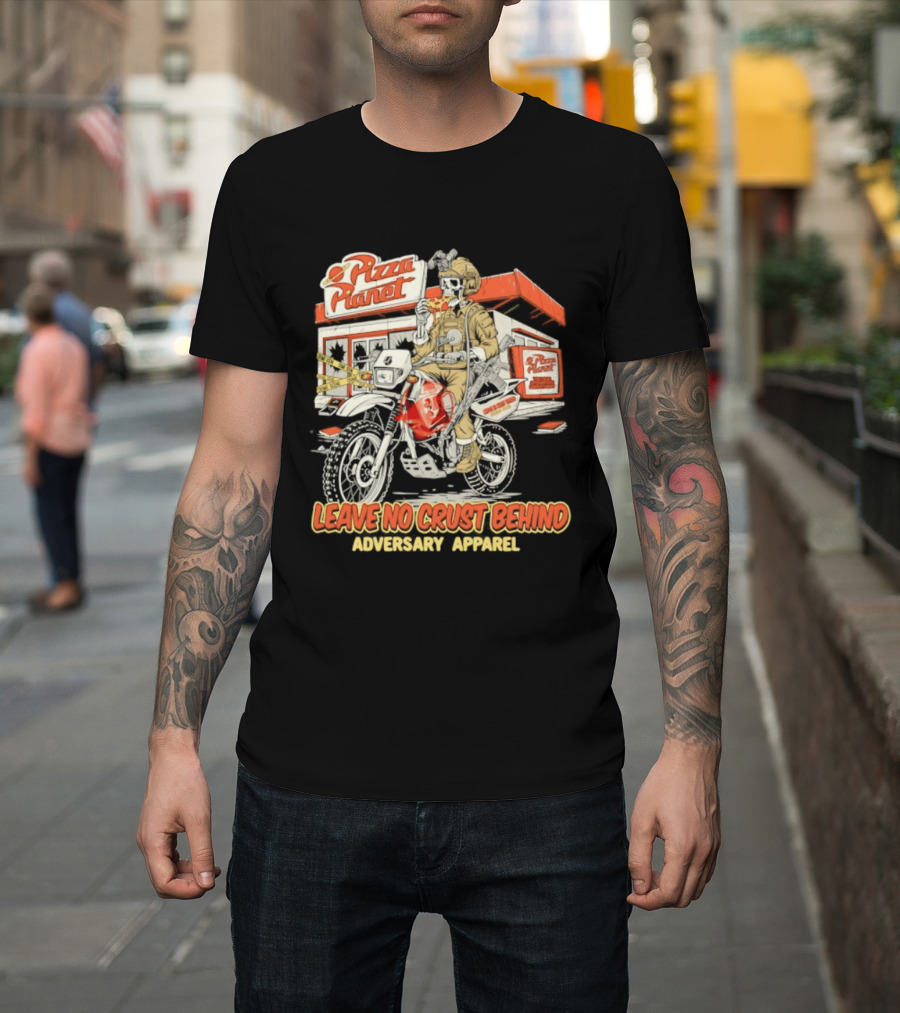 Pizza Planet Tactical Operations Department Funny Motorcycle Leave No Crust Behind T-Shirt